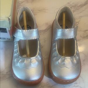 Janie and Jack Metallic Silver Mary Jane Shoes
